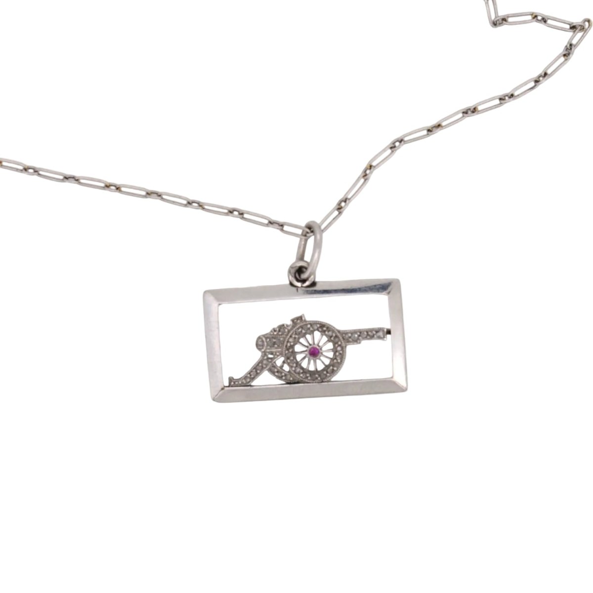 Pendentif en platine, rubis et diamants - Castafiore