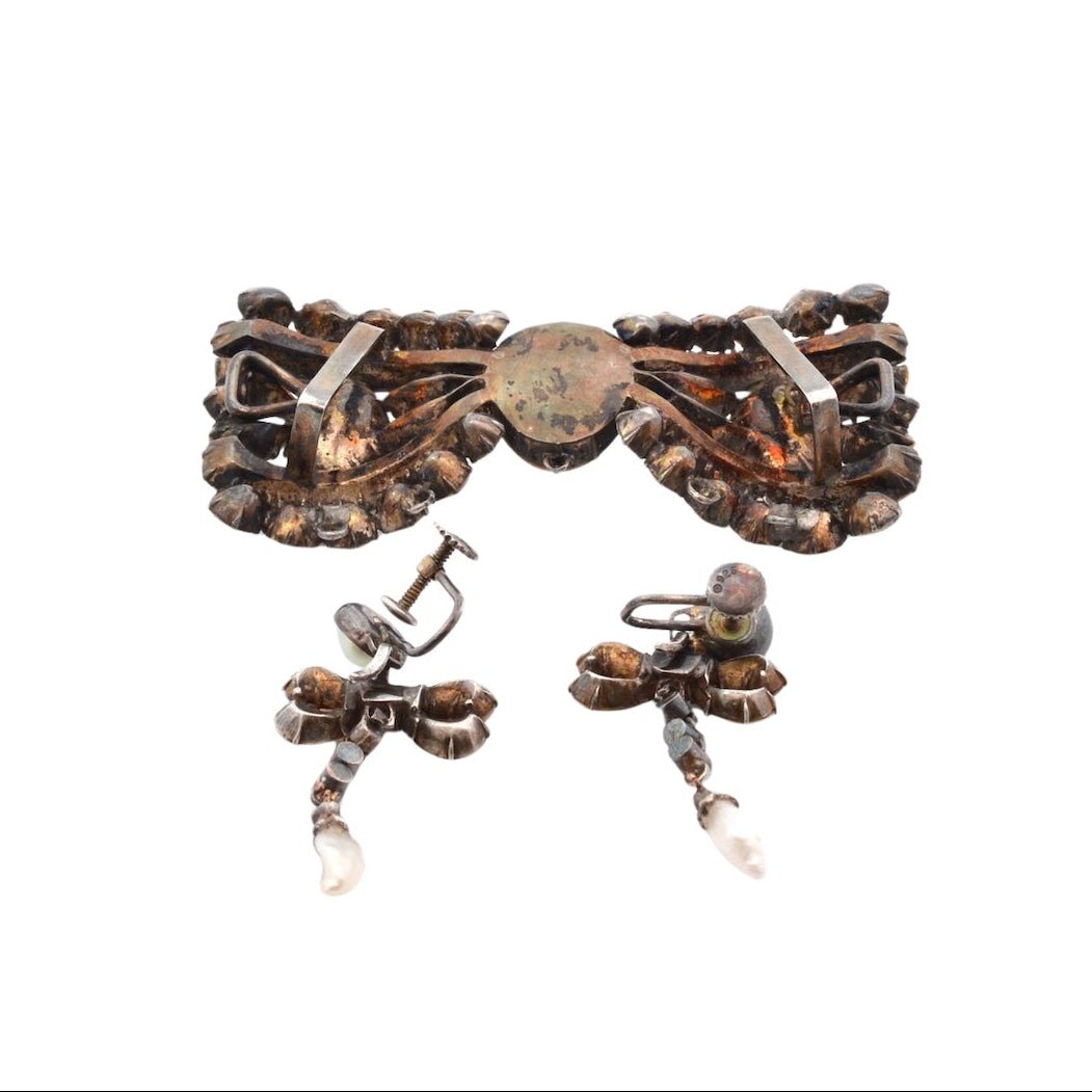 Pendentif et Boucles d'oreilles LACLOCHE en argent, perles et nacre - Castafiore