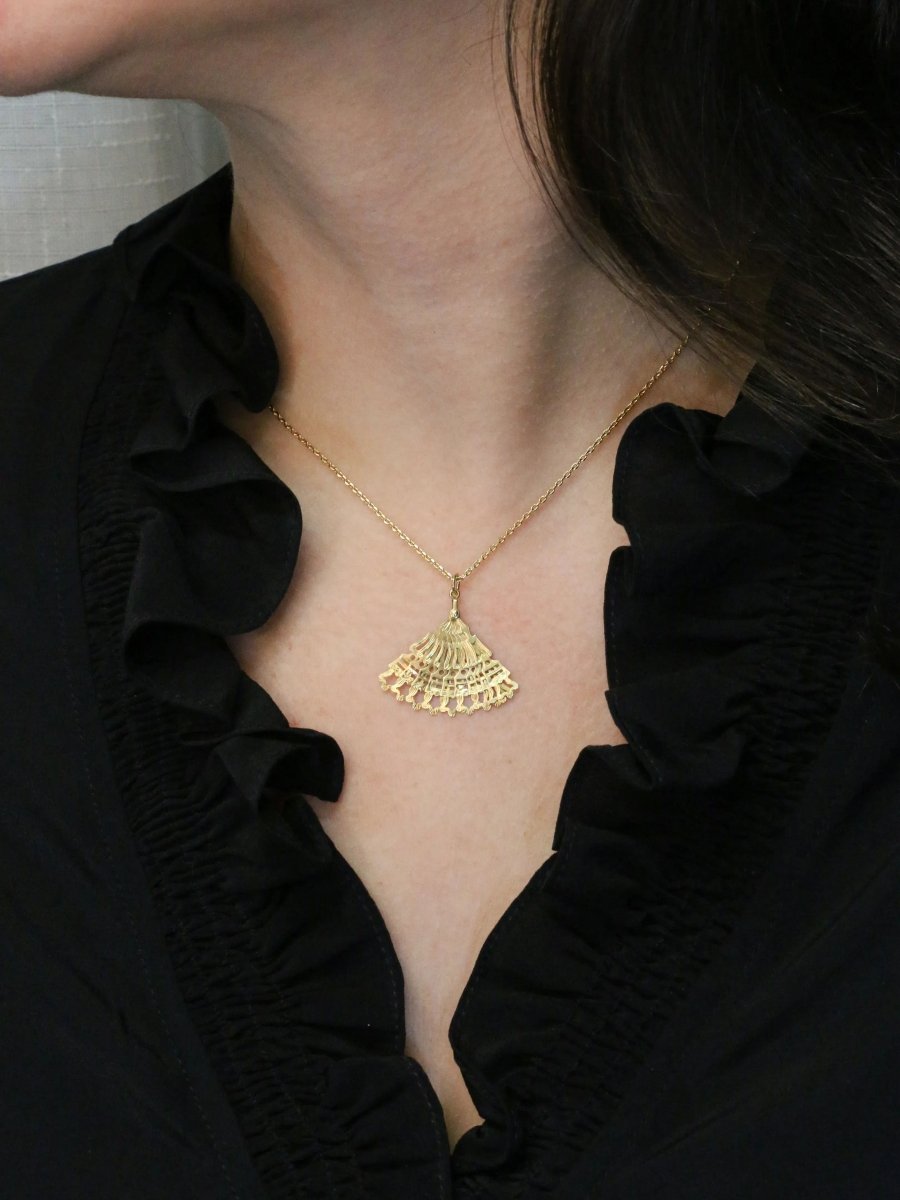 Pendentif éventail or jaune - Castafiore