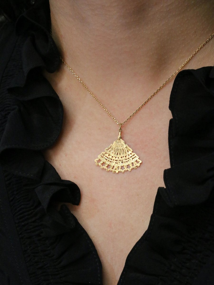Pendentif éventail or jaune - Castafiore