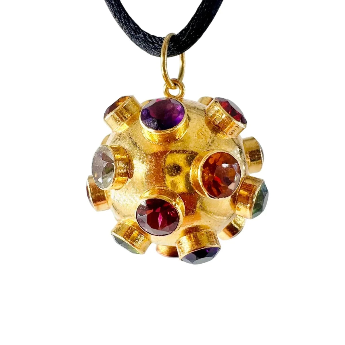 Pendentif H.STERN "Spoutnik" en or jaune, aigue-marines, améthystes, citrines, grenats et tourmalines - Castafiore