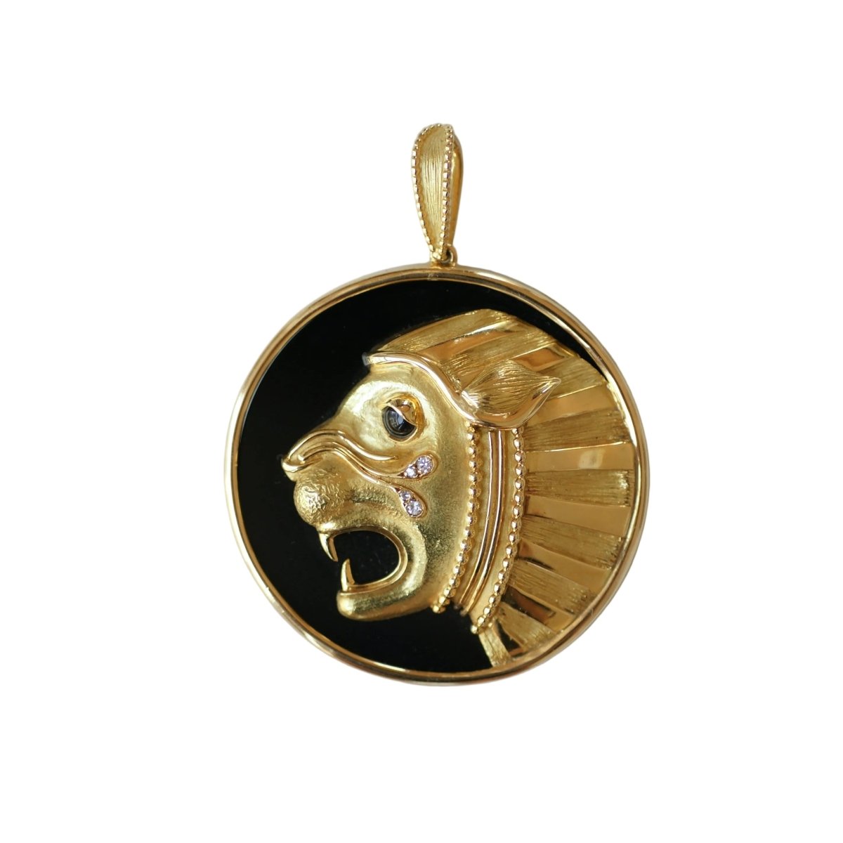 Pendentif JEAN & PIERRE BELLIN en or jaune, onyx et diamants - Castafiore