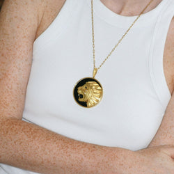 Pendentif JEAN & PIERRE BELLIN en or jaune, onyx et diamants - Castafiore