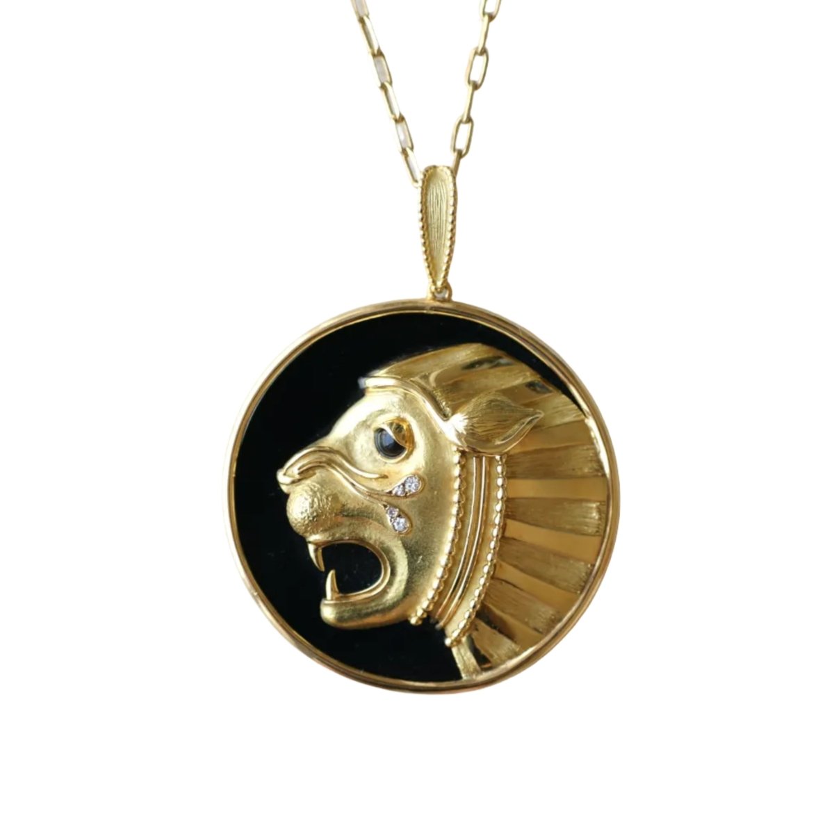 Pendentif JEAN & PIERRE BELLIN en or jaune, onyx et diamants - Castafiore