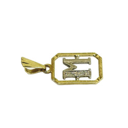 Pendentif “M” en or blanc, or jaune et diamants - Castafiore