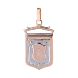 Pendentif médaillon ancien écusson en or rose et or blanc - Castafiore
