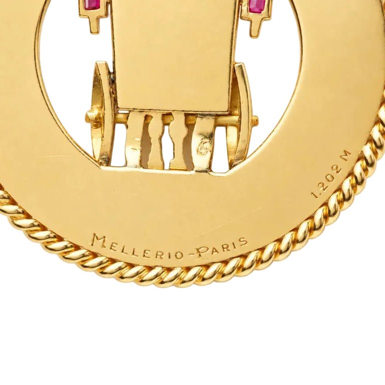 Pendentif MELLERIO en or jaune, saphir et rubis - Castafiore