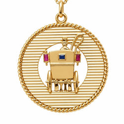 Pendentif MELLERIO en or jaune, saphir et rubis - Castafiore