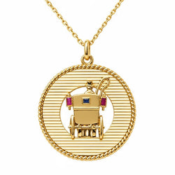 Pendentif MELLERIO en or jaune, saphir et rubis - Castafiore