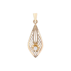 Pendentif or ajouré fleur et sa perle de culture - Castafiore