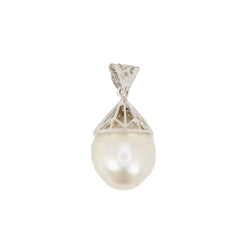Pendentif or blanc diamants perle baroque - Castafiore