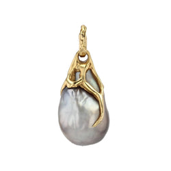 Pendentif perle grise baroque et or - Castafiore