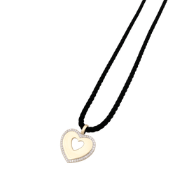 Pendentif POIRAY "Coeur Secret" en or blanc, or jaune et diamants - Castafiore