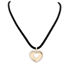Pendentif POIRAY "Coeur Secret" en or blanc, or jaune et diamants - Castafiore