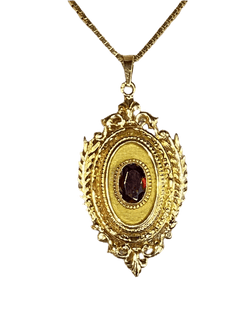 Pendentif Porte Souvenir en or jaune et grenat - Castafiore