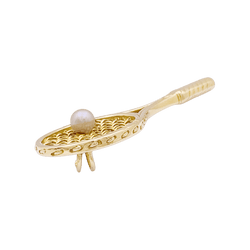 Pendentif "Raquette" en or jaune et perle - Castafiore