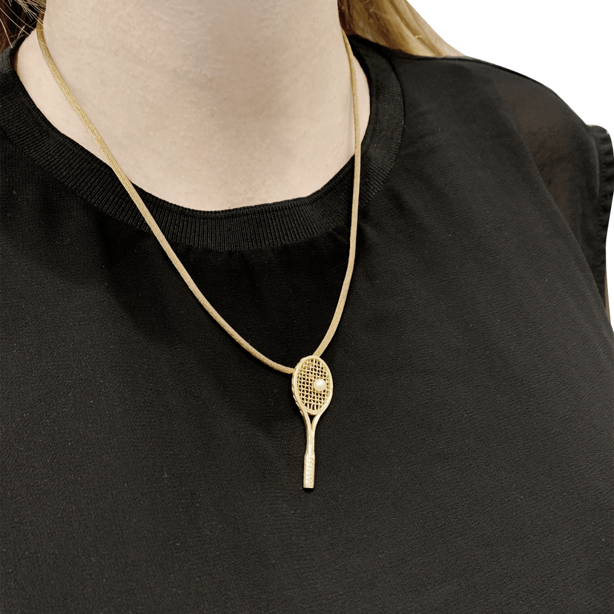 Pendentif "Raquette" en or jaune et perle - Castafiore