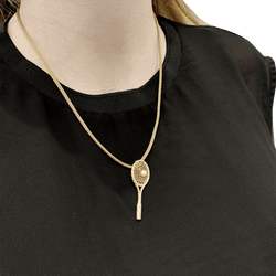 Pendentif "Raquette" en or jaune et perle - Castafiore