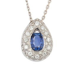 Pendentif saphir goutte en or blanc - Castafiore