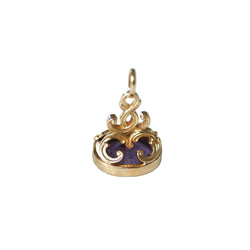 Pendentif Sceau Améthyste Intaille Armoirie Ecclésiastique sur Or Jaune - Castafiore