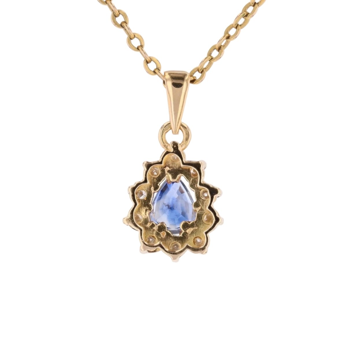 Pendentif sen or jaune, saphir et diamants - Castafiore