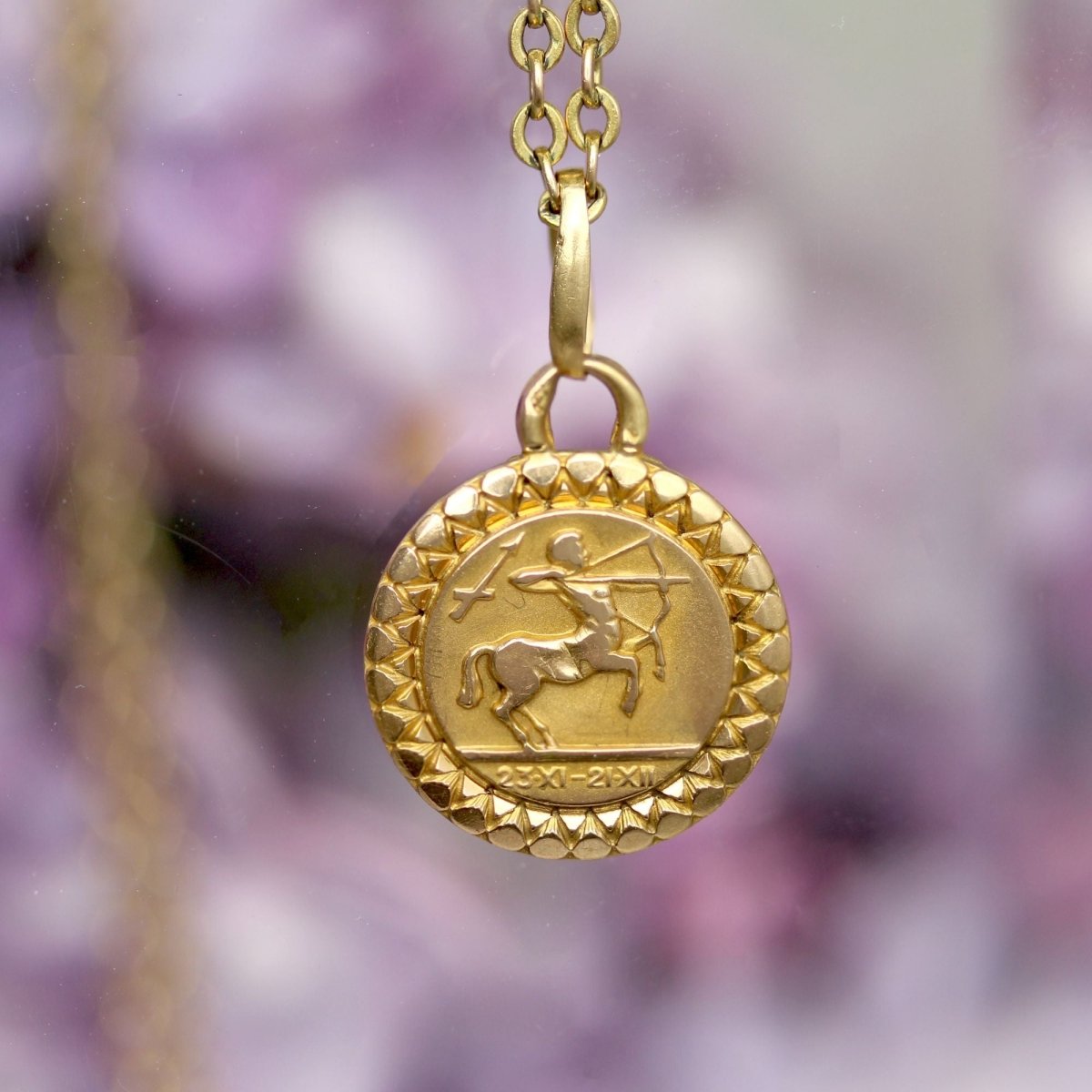 Petite médaille Sagittaire or rose - Castafiore