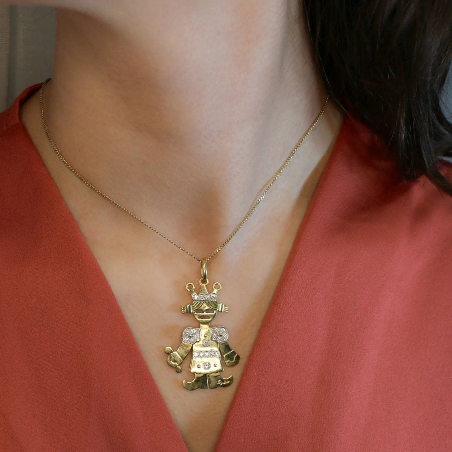 POMELLATO Pendentif Petite Reine articulé 2 ors diamants - Castafiore