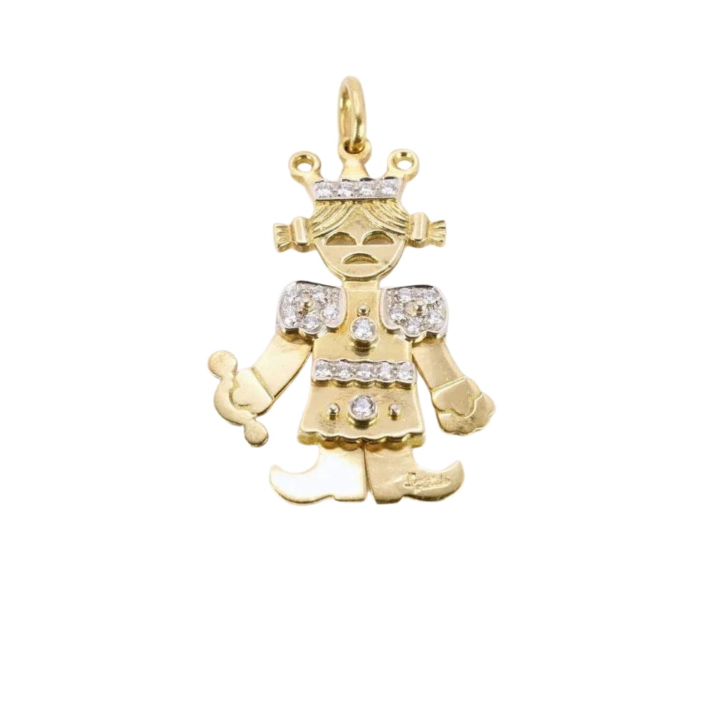 POMELLATO Pendentif Petite Reine articulé 2 ors diamants - Castafiore
