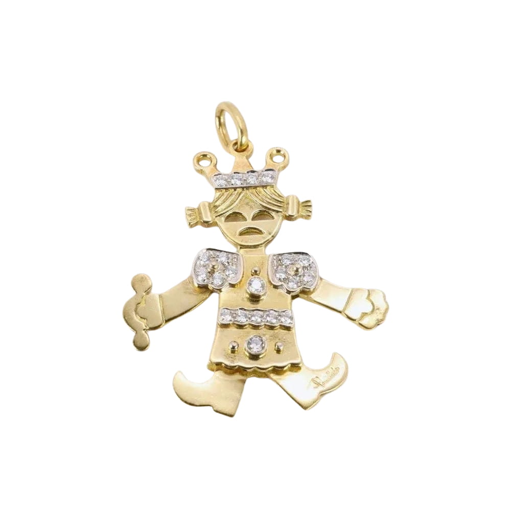 POMELLATO Pendentif Petite Reine articulé 2 ors diamants - Castafiore