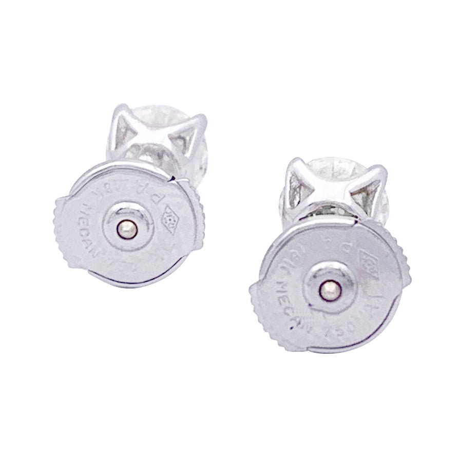 Puces d'oreilles en or blanc et diamants. - Castafiore
