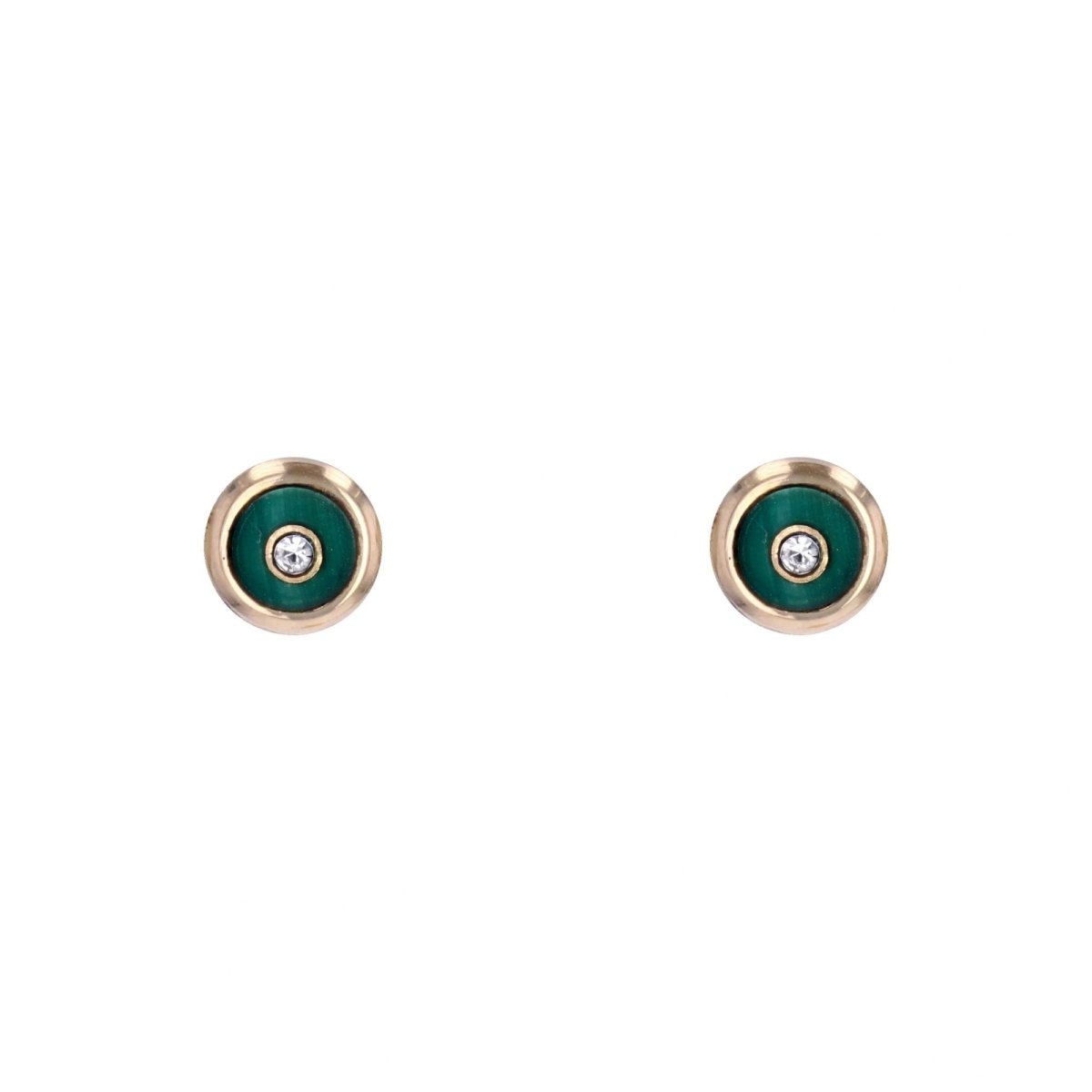 Puces d'oreilles rondes malachite - Castafiore