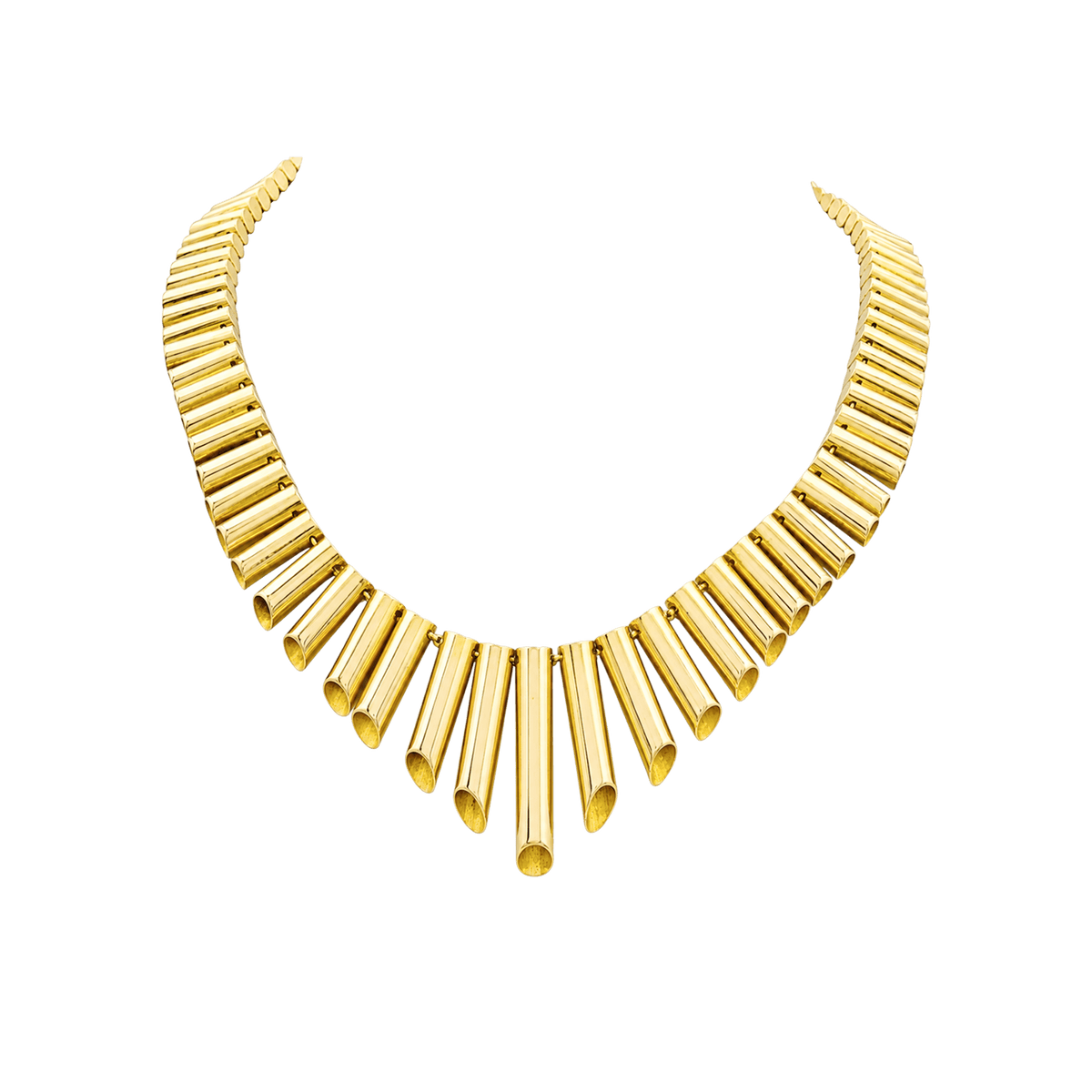 Collier maillons tubulaires en chute, or rose.