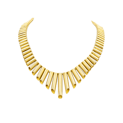 Collier maillons tubulaires en chute, or rose.