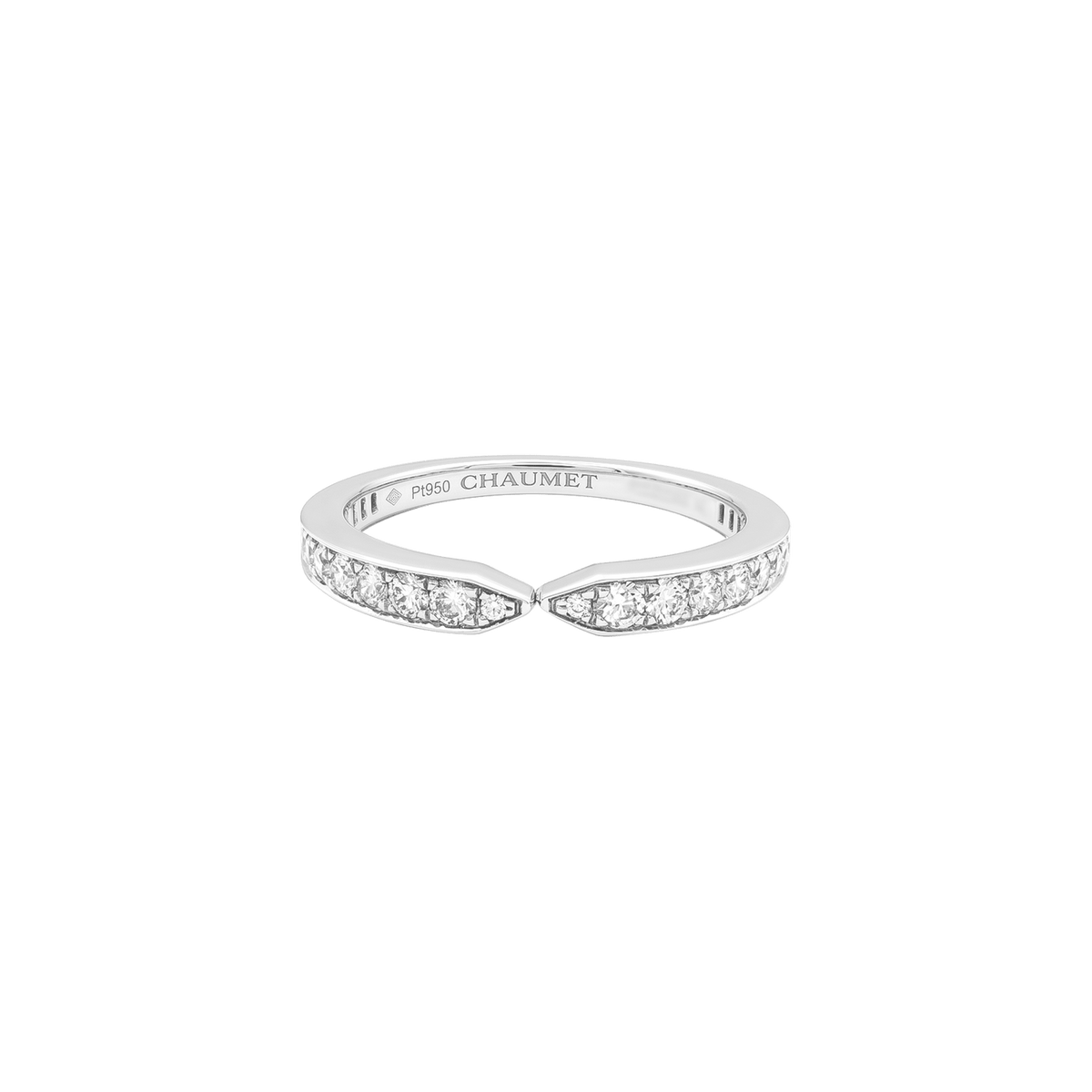 Bague alliance Chaumet, "Triomphe de Chaumet", platine et diamants.