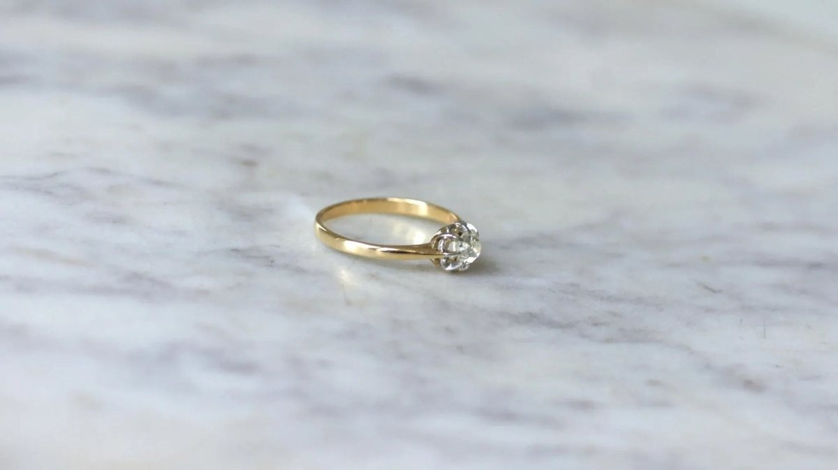 Solitaire Ancien Diamant 0,35Ct Or et Platine - Castafiore