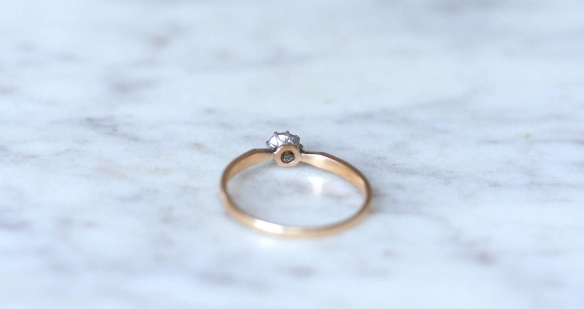Solitaire diamant sur or rose et argent - Castafiore