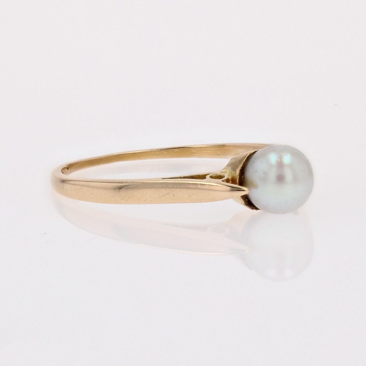 Solitaire or jaune perle de culture - Castafiore