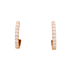 Paire de petites créoles en or rose, diamants.