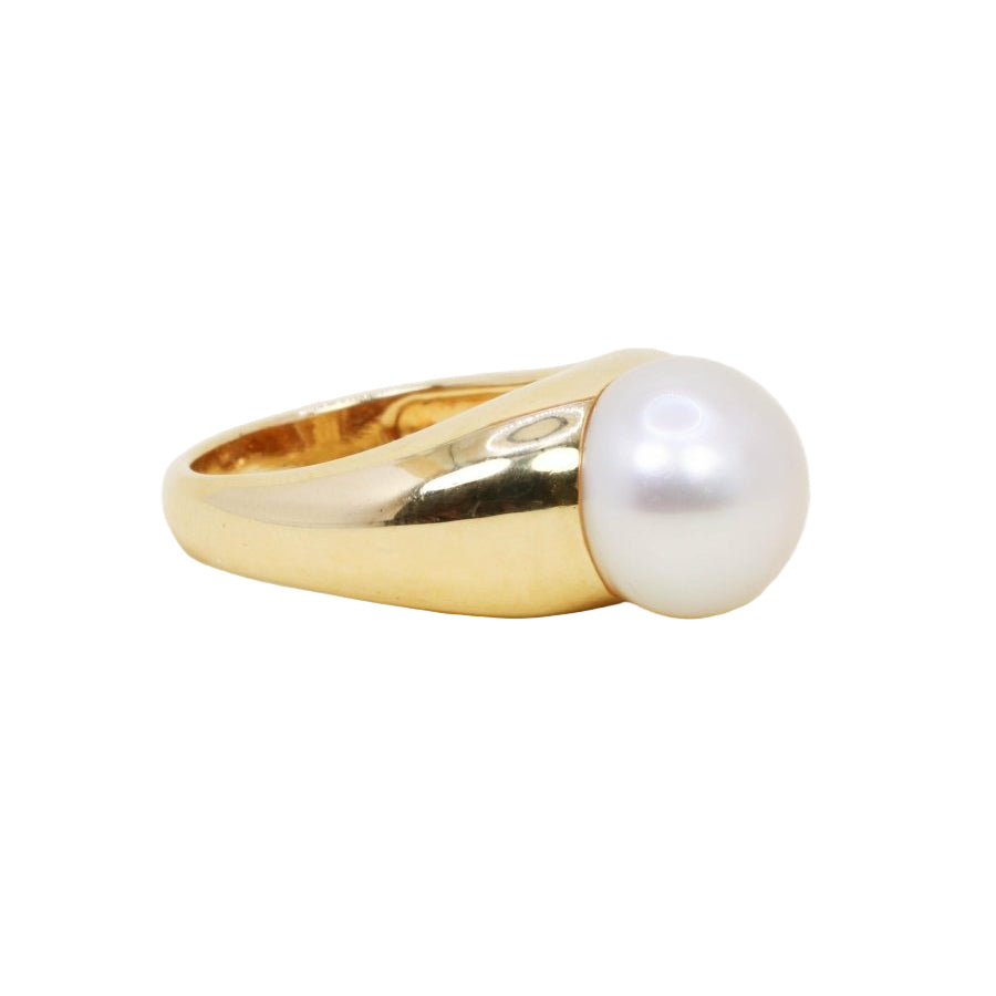 TECLA Bague jonc or jaune Perle bouton - Castafiore