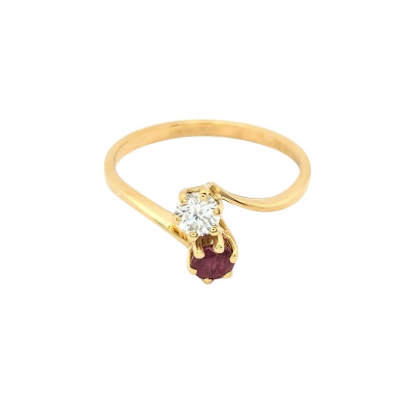 Toi et Moi en or jaune diamant et rubis - Castafiore