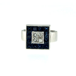 Vintage 2.50 Carat Sapphire 1 Carat Diamond Gold Ring - Castafiore