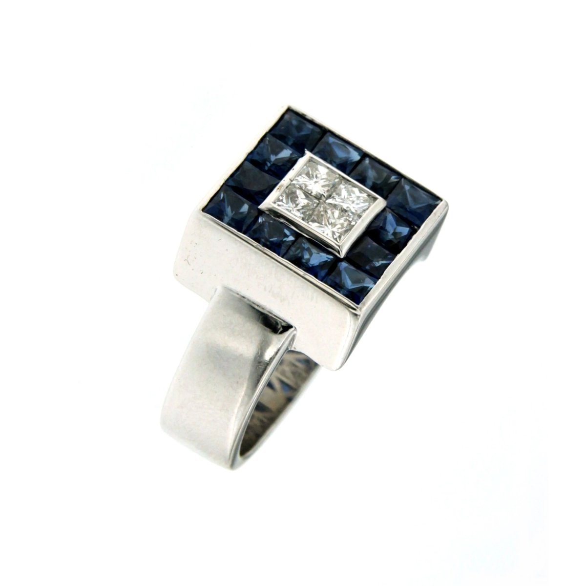 Vintage 2.50 Carat Sapphire 1 Carat Diamond Gold Ring - Castafiore