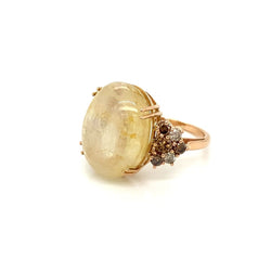 Vintage 32 Carat Natural Sapphire Diamond Cocktail Ring - Castafiore