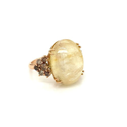 Vintage 32 Carat Natural Sapphire Diamond Cocktail Ring - Castafiore