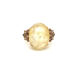 Vintage 32 Carat Natural Sapphire Diamond Cocktail Ring - Castafiore