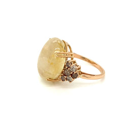 Vintage 32 Carat Natural Sapphire Diamond Cocktail Ring - Castafiore