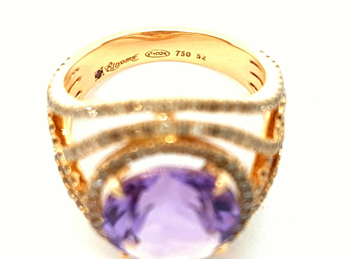 Bague ETERNAMÉ "Eternelle" en or jaune, améthyste et diamants