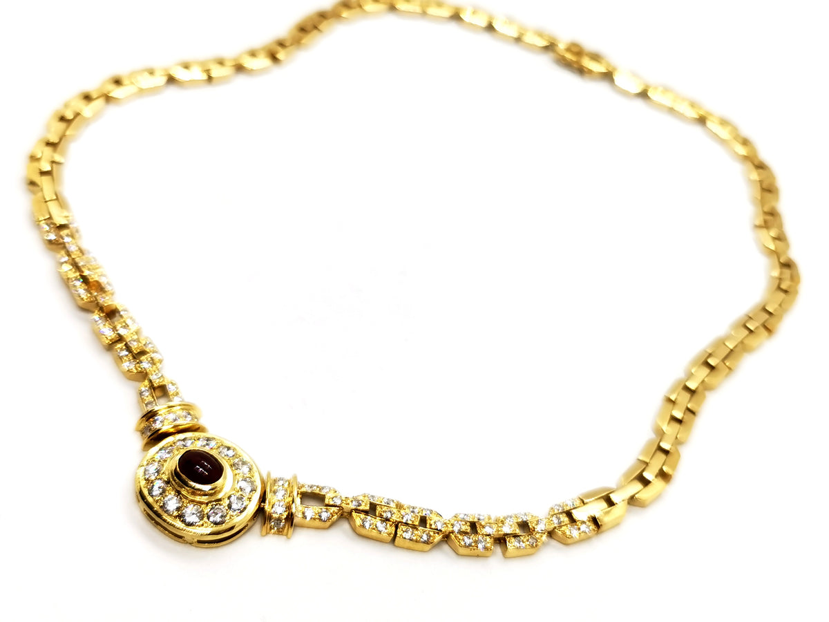 Collier Pendentif en or jaune, diamants et rubis