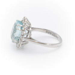 Bague Pompadour Or blanc Aigue Marine