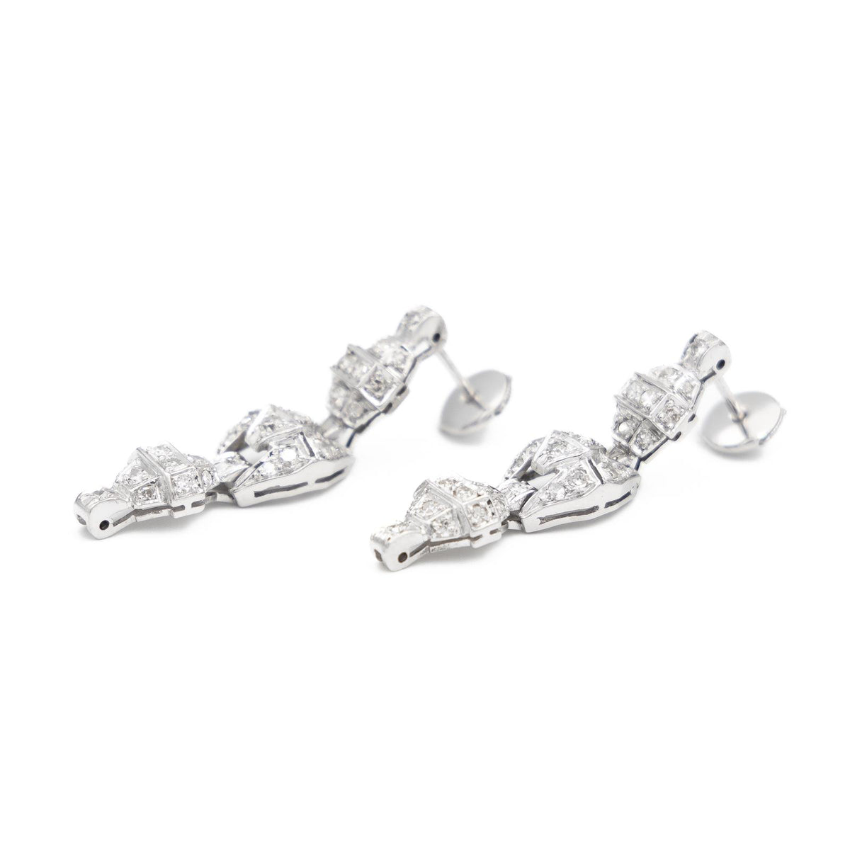 Boucles d'oreilles Art déco Or blanc Diamant